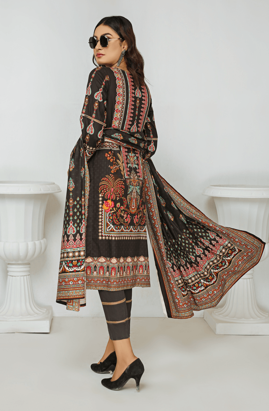 Florence Vol-10 Embroidered Staple Linen Unstitched 3Pc Suit D-06