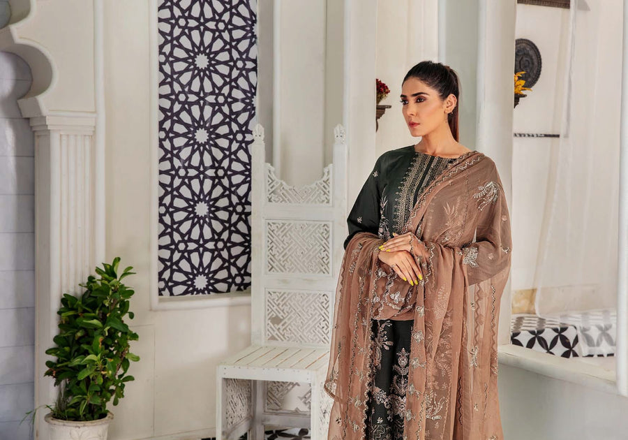 Noir by Humdum Unstitched Embroidered Slub Linen 3Pc Suit D-06