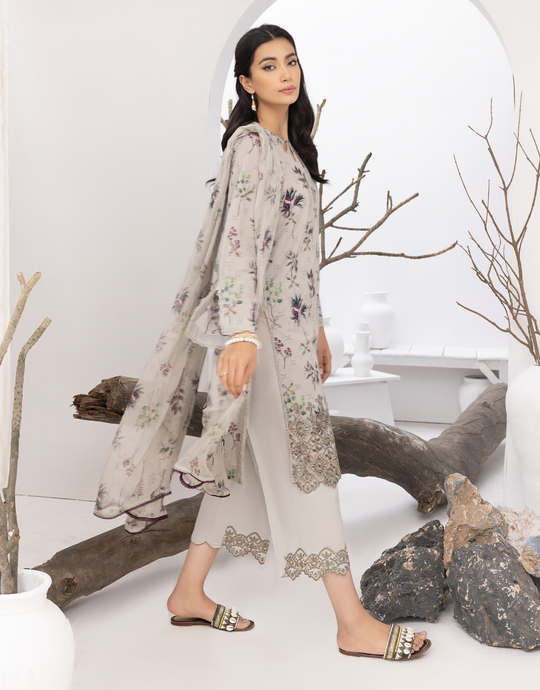 Puri Fabrics Flora Printed & Embroidered Swiss Lawn 3 Piece Suit D-06