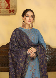 AKS by Humdum Unstitched Embroidered Woolen Peach 3Pc Suit D-06
