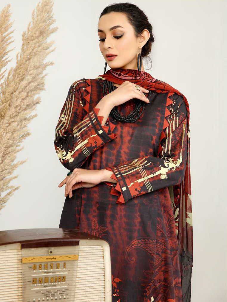Harnour Vol-03 by Al-Kareem Fabrics Printed Lawn 3 Piece Suit D-06