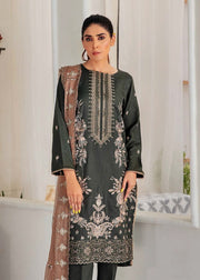 Noir by Humdum Unstitched Embroidered Slub Linen 3Pc Suit D-06