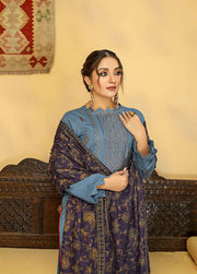 AKS by Humdum Unstitched Embroidered Woolen Peach 3Pc Suit D-06