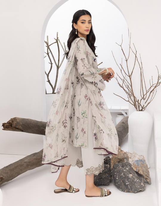 Puri Fabrics Flora Printed & Embroidered Swiss Lawn 3 Piece Suit D-06