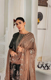 Noir by Humdum Unstitched Embroidered Slub Linen 3Pc Suit D-06