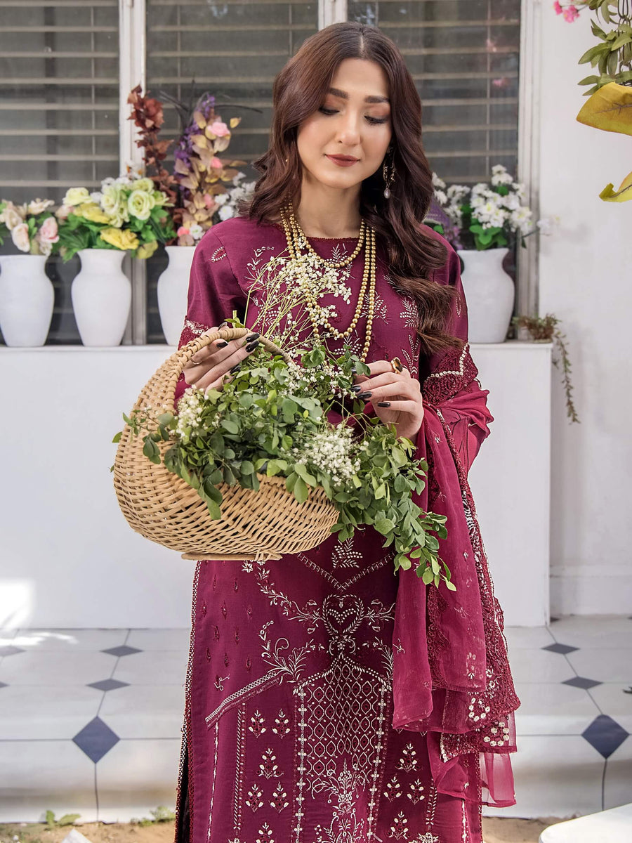 Afsoon by Humdum Embroidered Swiss Lawn Unstitched 3Piece Suit D-06