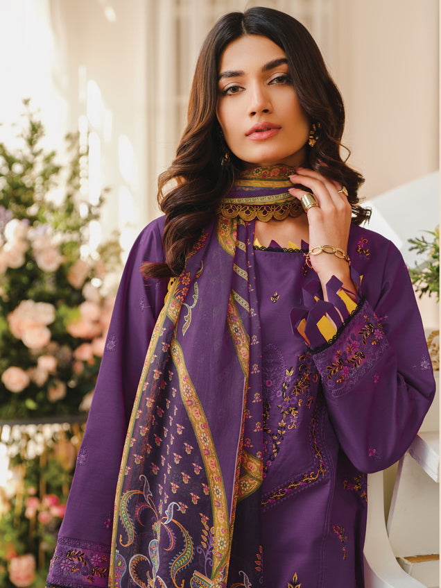 RAAYA Embroidered Luxury Lawn Unstitched 3 Piece Suit - BAHAAR