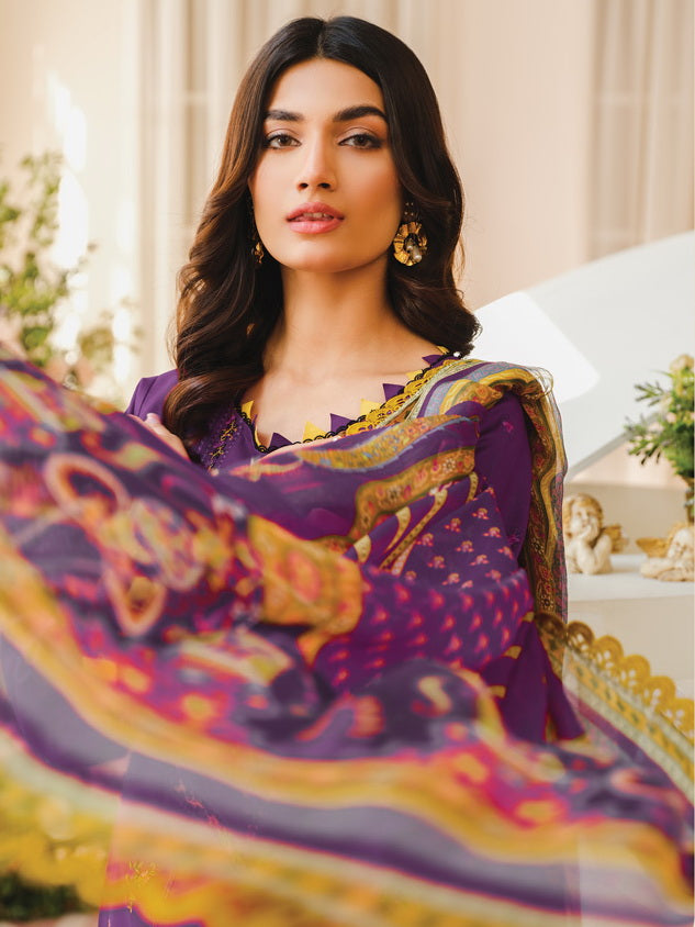 RAAYA Embroidered Luxury Lawn Unstitched 3 Piece Suit - BAHAAR