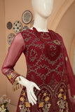 Nafeesah Premium Embroidered Chiffon Unstitched 3Pc Suit D-06 EARTH RED - FaisalFabrics.pk