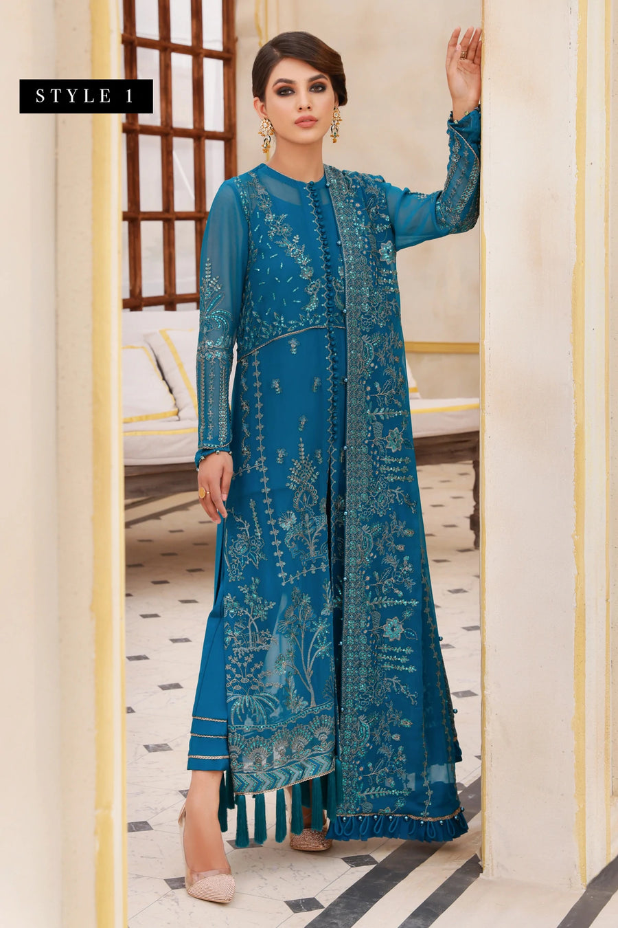 Xenia Formals Preesia Unstitched Chiffon 3Pc Suit D-06 MEHR