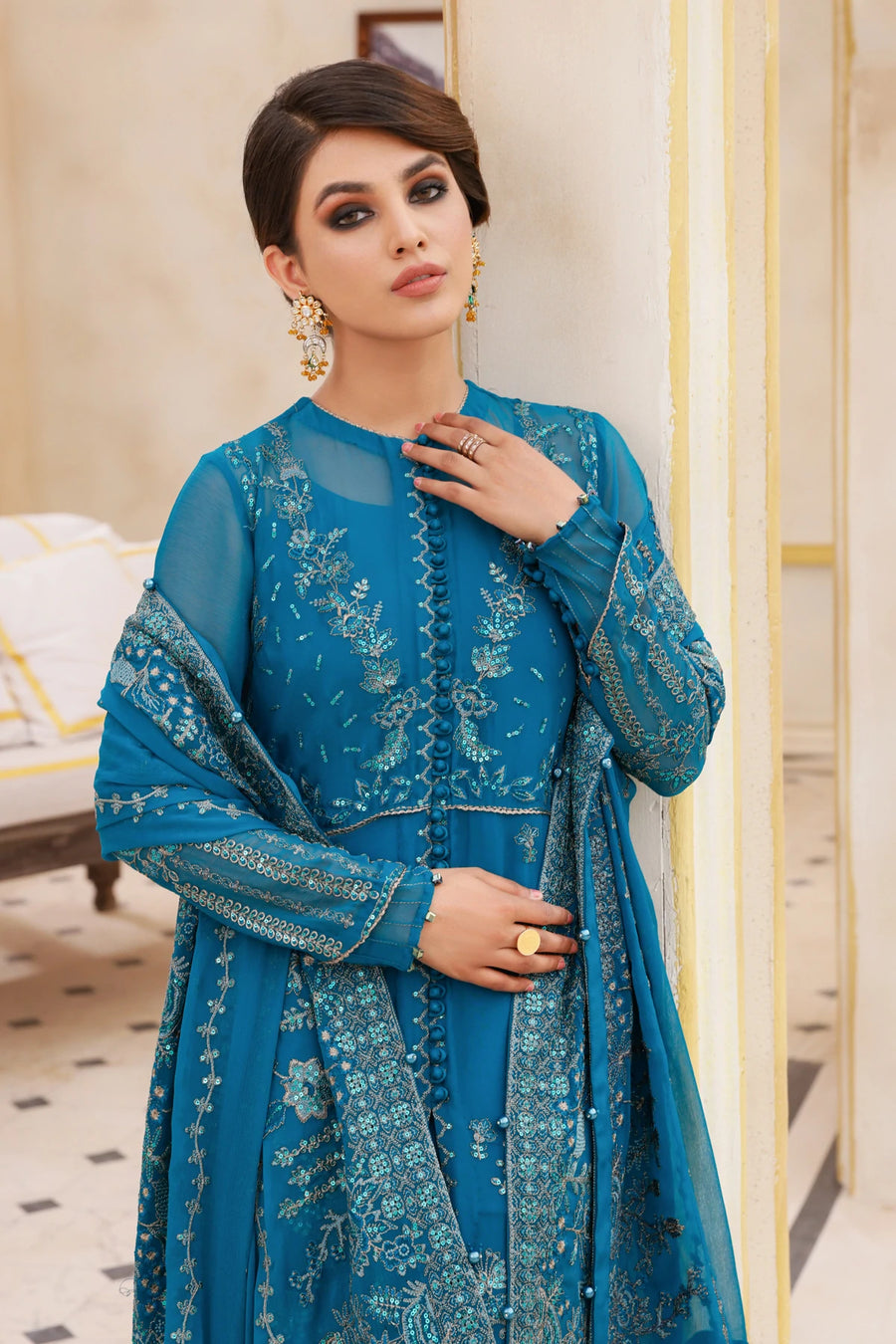 Xenia Formals Preesia Unstitched Chiffon 3Pc Suit D-06 MEHR