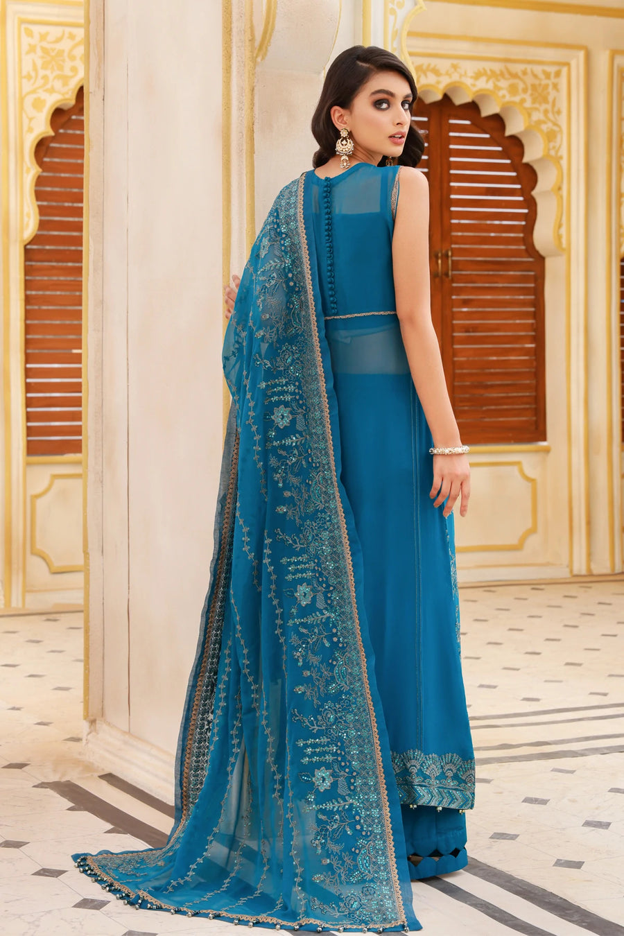 Xenia Formals Preesia Unstitched Chiffon 3Pc Suit D-06 MEHR