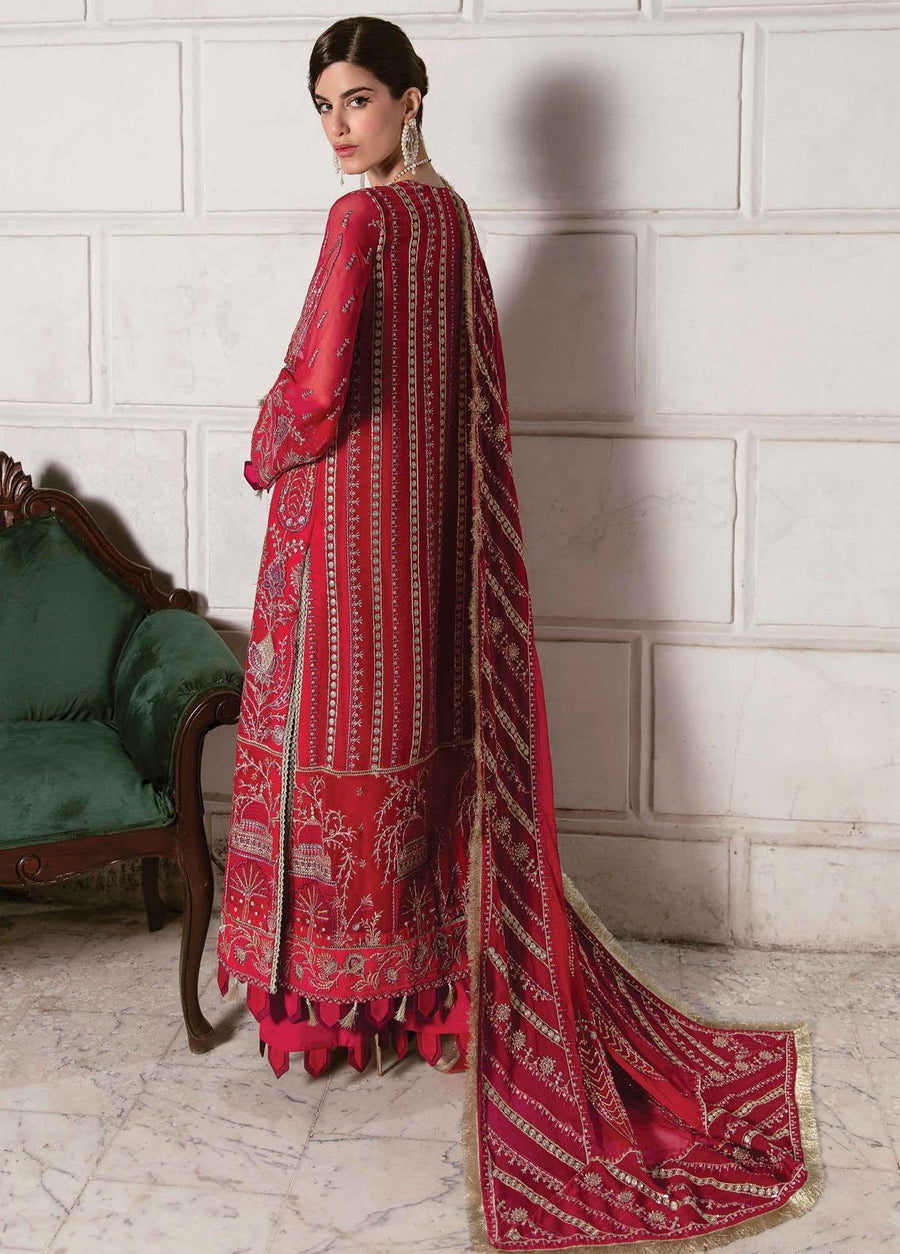 Afrozeh La Fushia Unstitched Luxury Chiffon 3Pc Suit LF-06 Roseate Belle - FaisalFabrics.pk