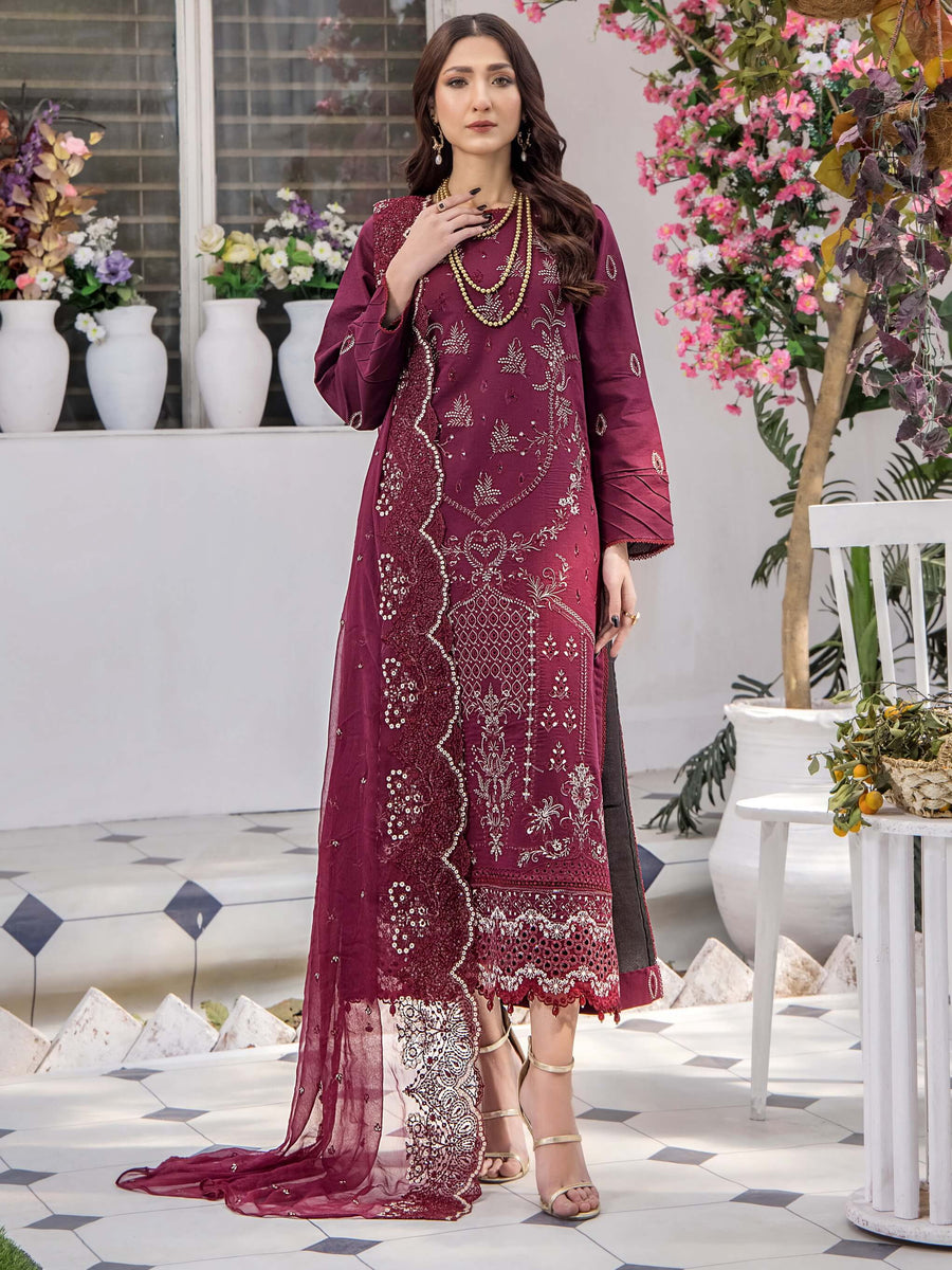 Afsoon by Humdum Embroidered Swiss Lawn Unstitched 3Piece Suit D-06