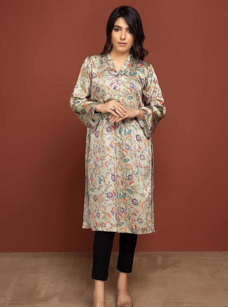 Labisa Silk di Kurti Unstitched Printed Silk 1Pc Shirt D-06