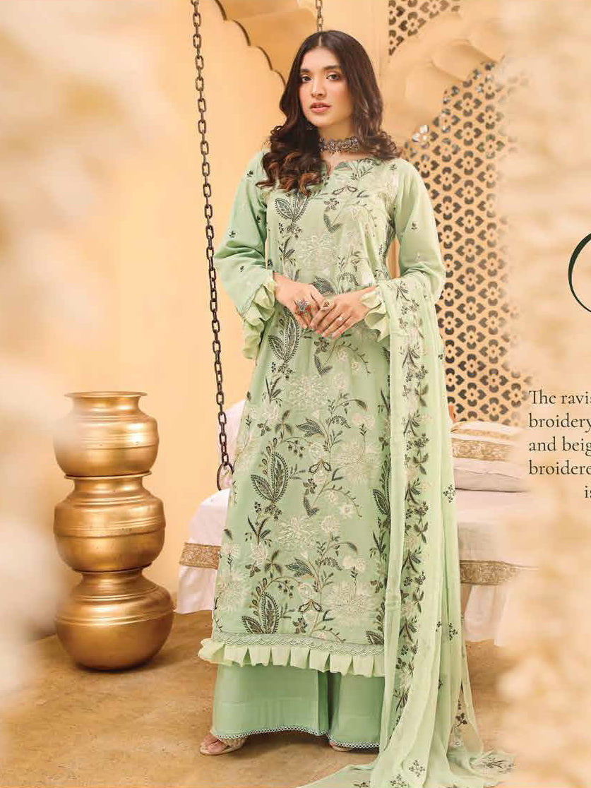 Bahar by LALA Textile Embroidered Swiss Voile Unstitched 3Pc Suit D-06