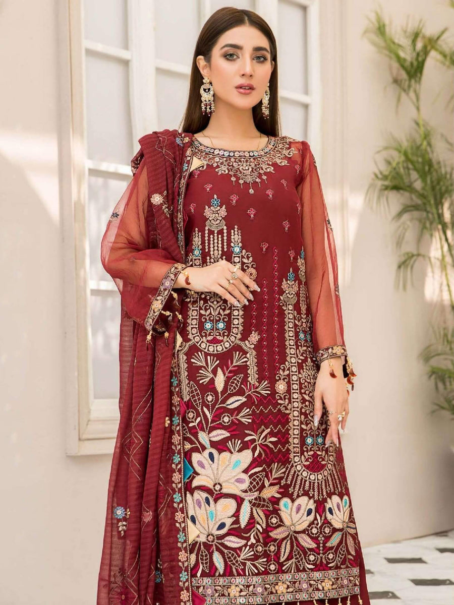 Maryam's Emperous Vol-9 Luxury Embroidered Organza 3pc Suit D-07 - FaisalFabrics.pk