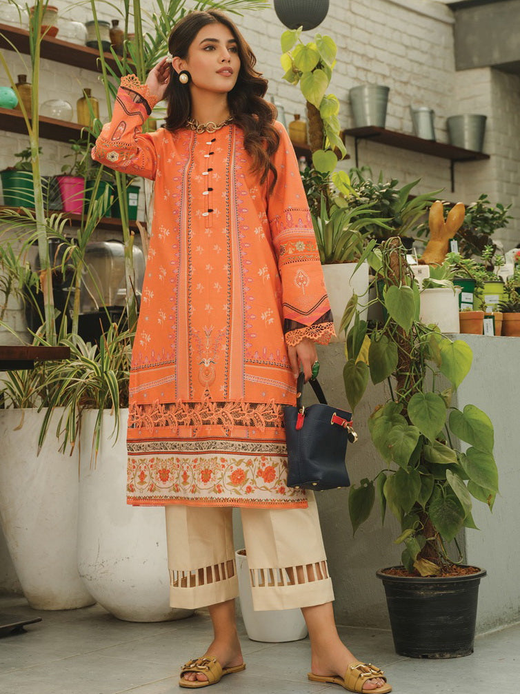 Rang Rasiya Tunic Digital Printed Lawn Unstitched Kurti D-07 Cinamon