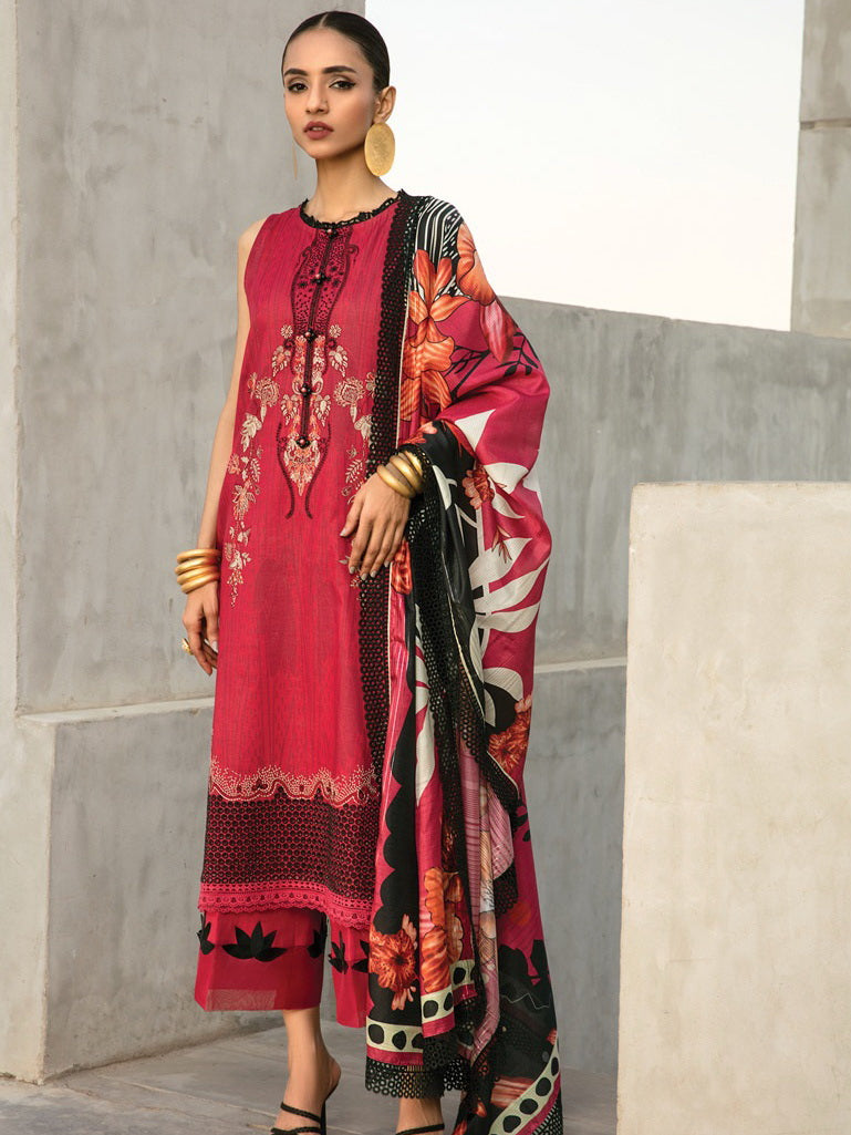 Rang Rasiya Florence Embroidered Lawn Unstitched 3Pc Suit D-07 Freesia