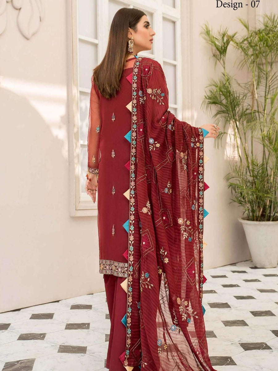 Maryam's Emperous Vol-9 Luxury Embroidered Organza 3pc Suit D-07 - FaisalFabrics.pk