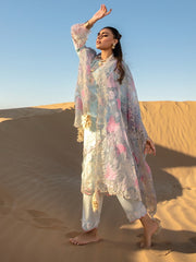 Rang Rasiya Premium Lawn Embroidered Unstitched 3Pc Suit D-07 Ocean