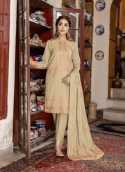 LAADLI by Humdum Unstitched Embroidered Peach Leather 3Pc Suit D-07