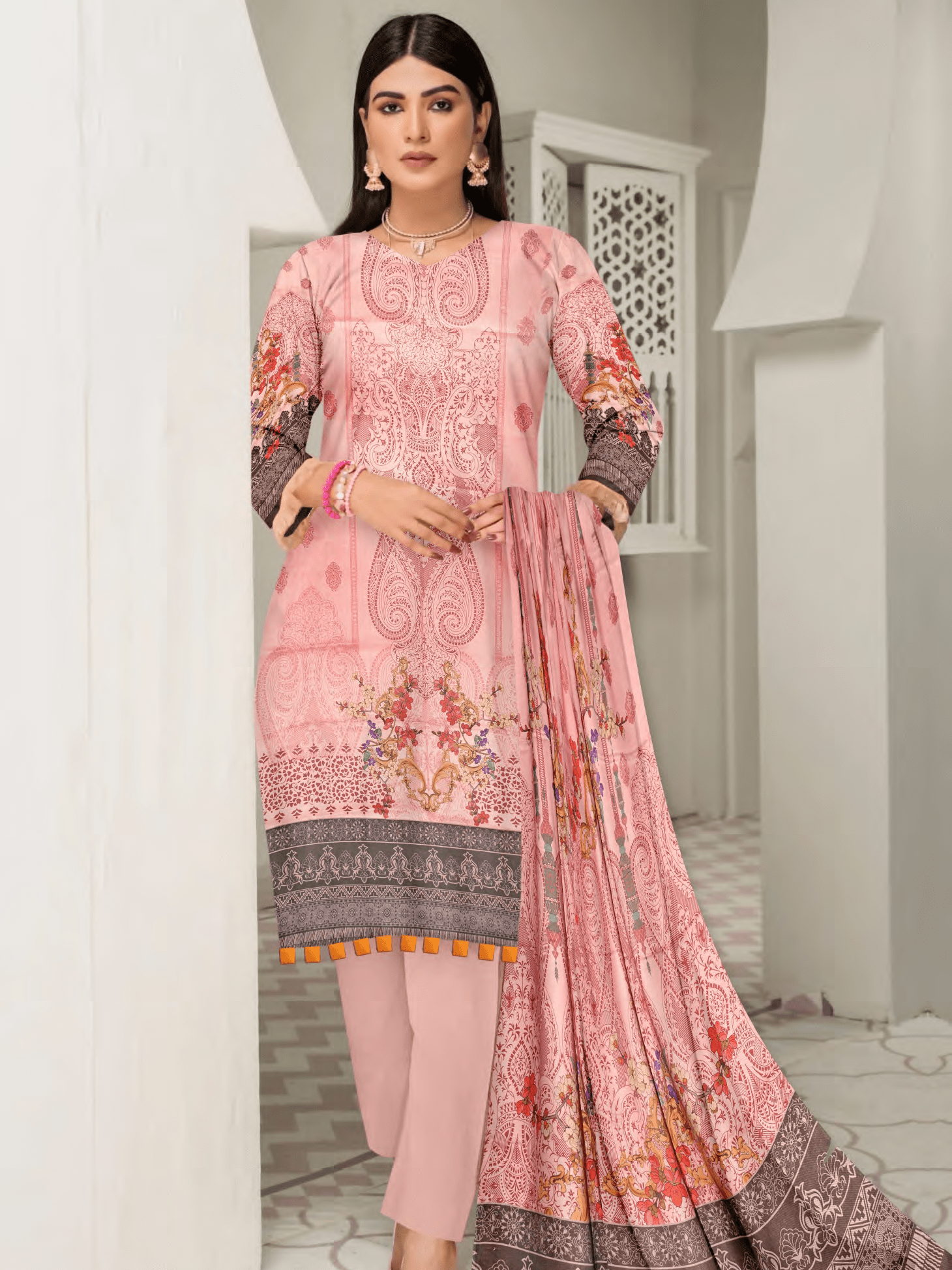 Rashk e Qamar by Riaz Center Unstitched Twilll Digital Linen 3Pc D-07