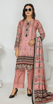 Florence Vol-10 Embroidered Staple Linen Unstitched 3Pc Suit D-07