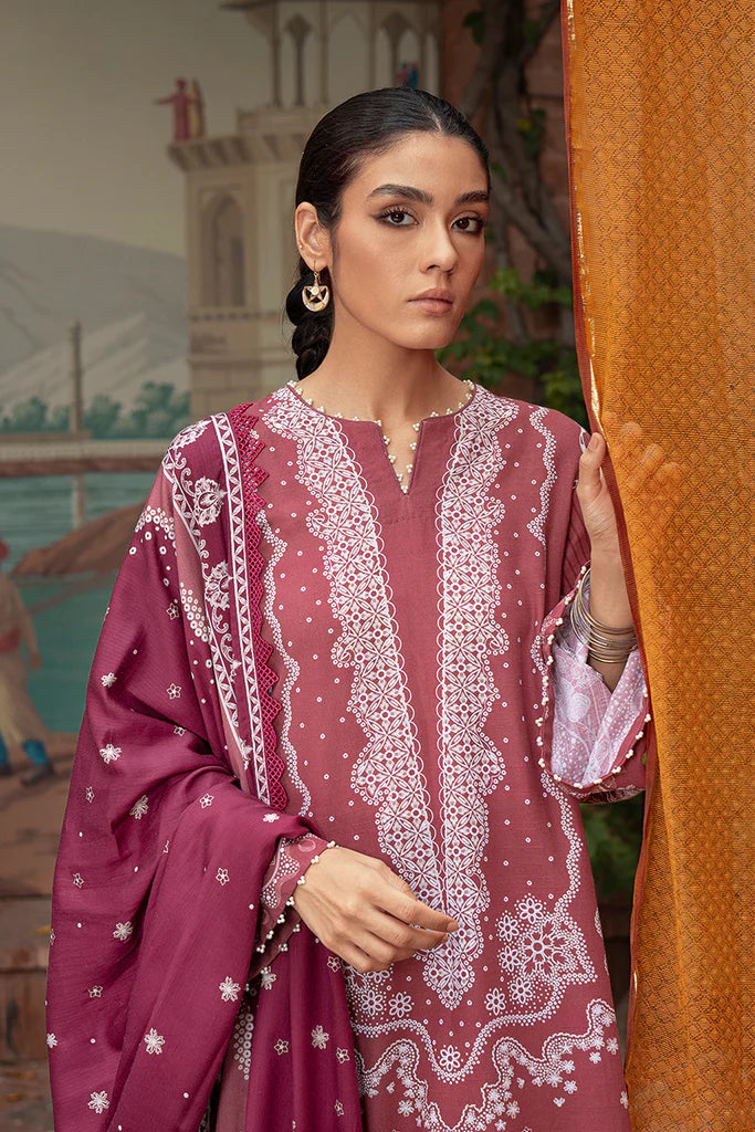 Cross Stitch Winter Edit Unstitched Khaddar 3Pc D-07 CORAL RISE