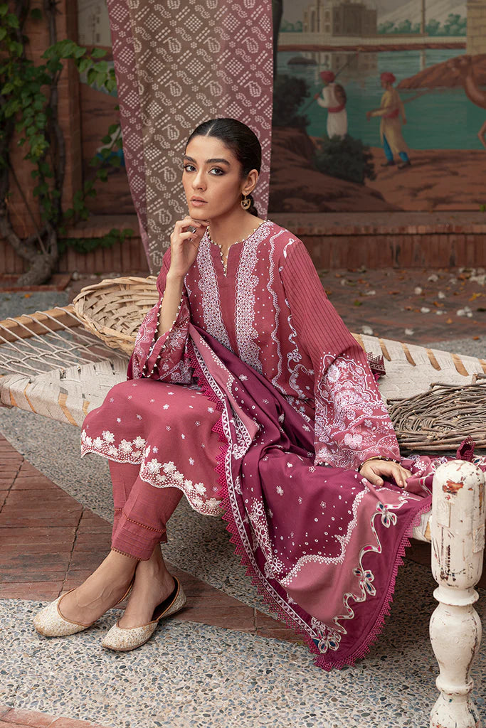 Cross Stitch Winter Edit Unstitched Khaddar 3Pc D-07 CORAL RISE