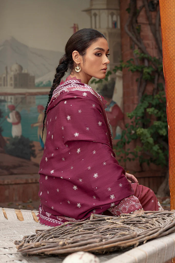 Cross Stitch Winter Edit Unstitched Khaddar 3Pc D-07 CORAL RISE