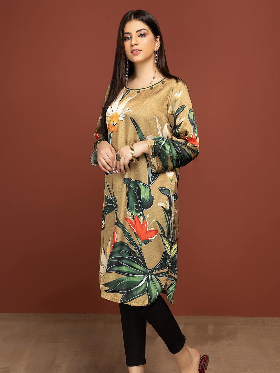 Labisa Silk di Kurti Unstitched Printed Silk 1Pc Shirt D-07