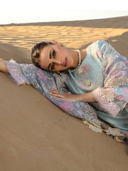 Rang Rasiya Premium Lawn Embroidered Unstitched 3Pc Suit D-07 Ocean