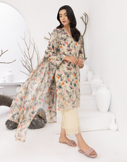 Puri Fabrics Flora Printed & Embroidered Swiss Lawn 3 Piece Suit D-08