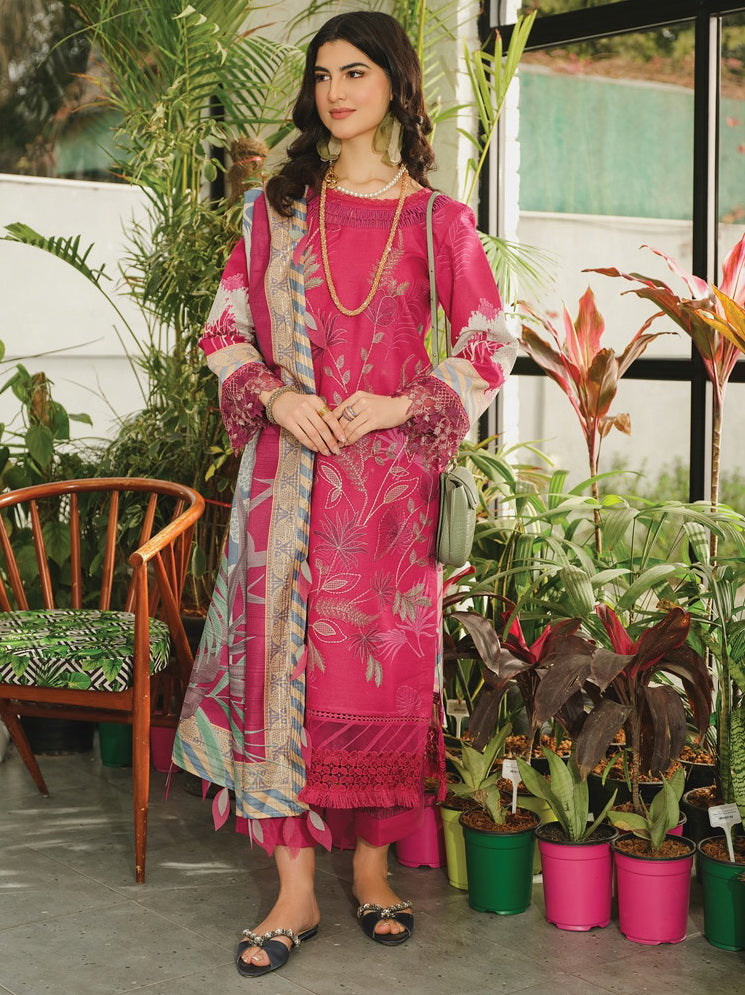 Rang Rasiya LifeStyle Embroidered Lawn Unstitched 3Pc Suit D-08 Ivy