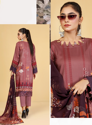 Zareen Vol-02 Staple Digital Printed Unstitched 3Pc Suit D-08