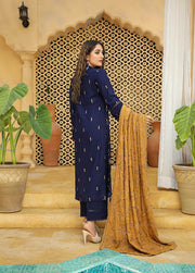 AKS by Humdum Unstitched Embroidered Woolen Peach 3Pc Suit D-08
