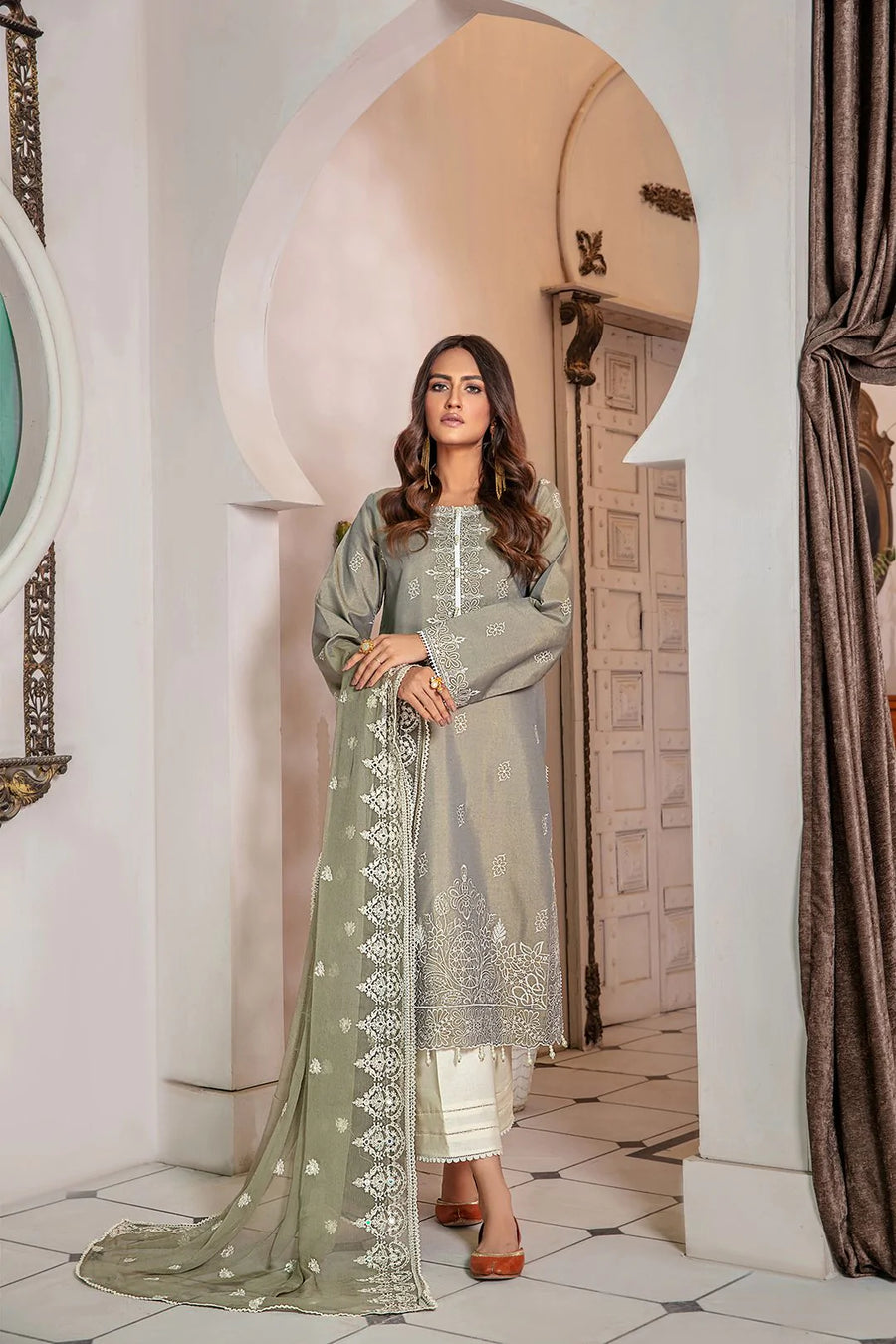 Zarish by Sanam Saeed Unstitched Embroidered Lawn 3Pc Suit D-08