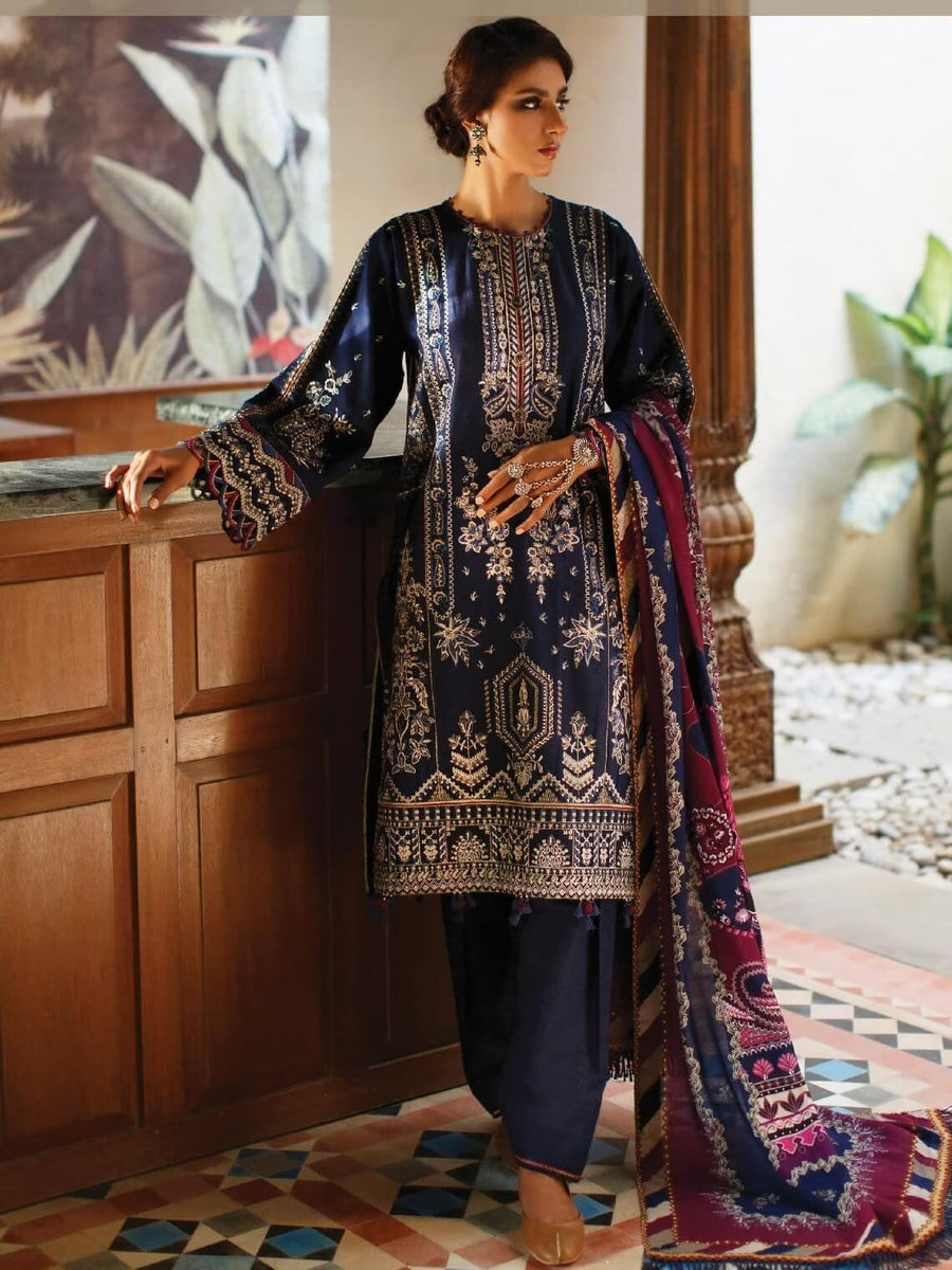 Baroque Fall Winter Embroidered Khaddar 3pc Unstitched Suit 08-CELLO - FaisalFabrics.pk