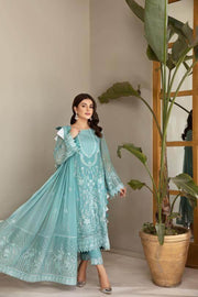 Alizeh Fashion Mahyar Embroidered Festive Chiffon 3PCS Suit D-08 Ferozé - FaisalFabrics.pk