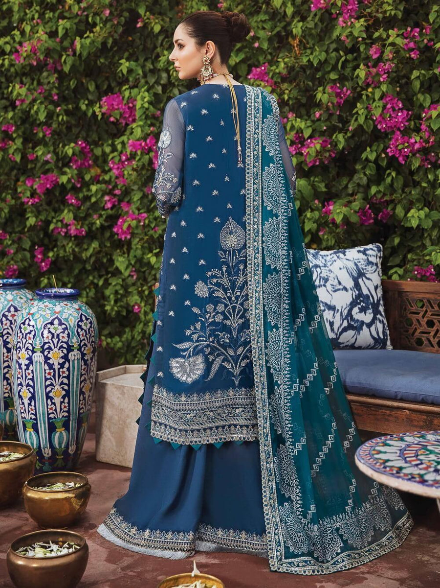 Afrozeh Shehnai Wedding Formals Embroidered 3Pc Suit D-08 Laajwardi - FaisalFabrics.pk