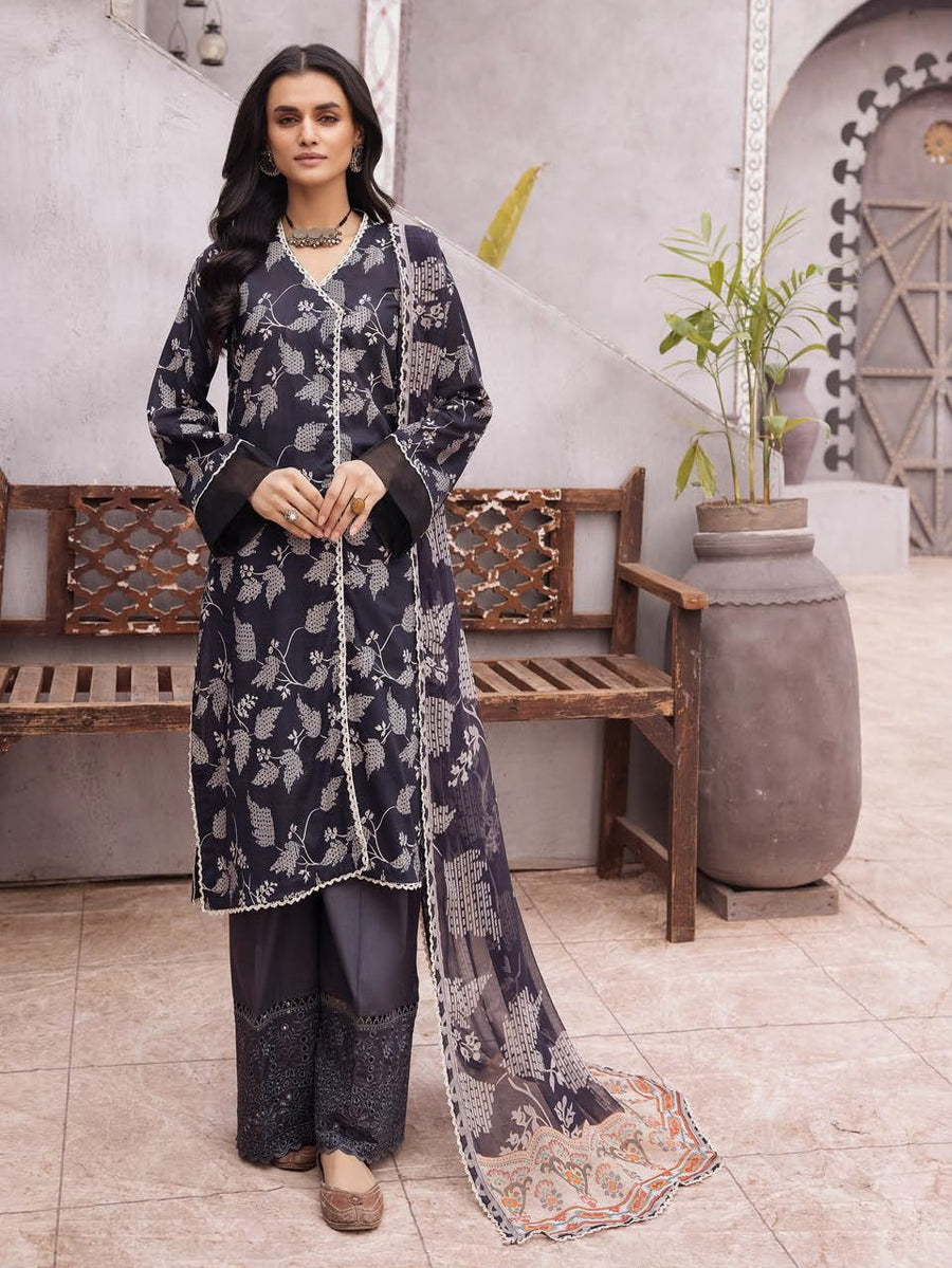 Riaz Arts Zarki's Classic Lawn Unstitched Embroidered 3Pc Suit D-08