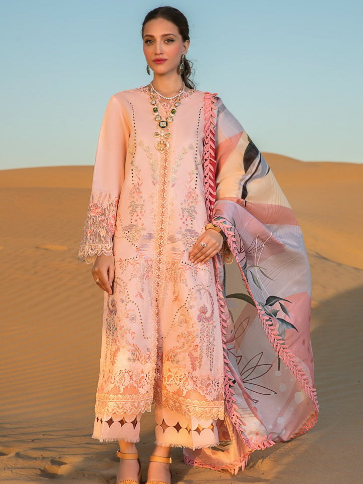 Rang Rasiya Premium Lawn Embroidered Unstitched 3Pc Suit D-08 Rameen