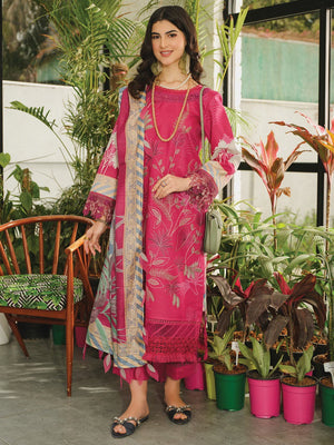 Rang Rasiya LifeStyle Embroidered Lawn Unstitched 3Pc Suit D-08 Ivy