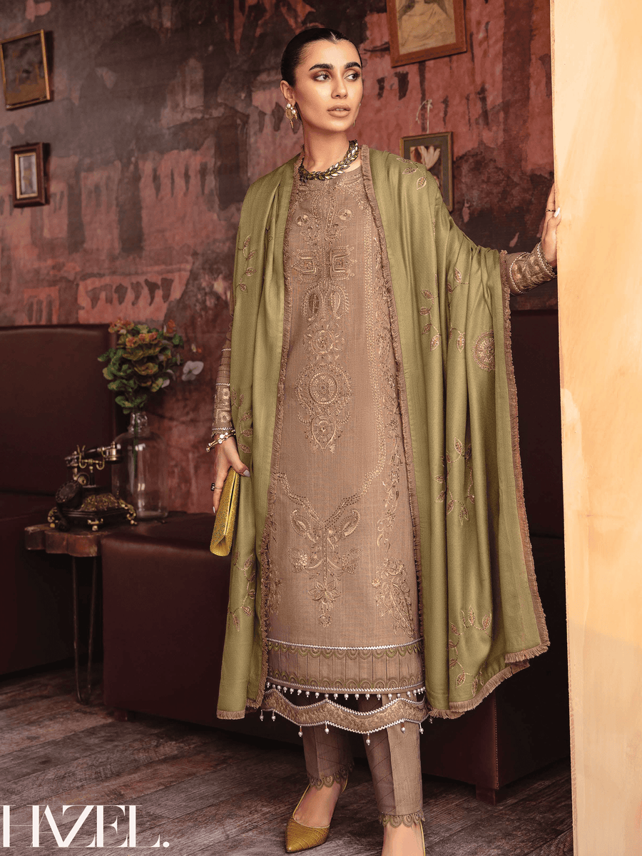 Rang Rasiya Premium Winter Unstitched Khaddar 3Pc Suit D-08 HAZEL