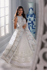 Jazmin Iris Luxury Formal Chiffon Unstitched 3PC Suit D-08 ICE WHITE - FaisalFabrics.pk