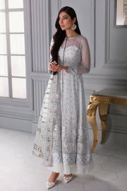 Jazmin Iris Luxury Formal Chiffon Unstitched 3PC Suit D-08 ICE WHITE - FaisalFabrics.pk