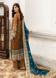 Afrozeh La Fushia Unstitched Luxury Chiffon 3Pc Suit LF-08 Imperial Brew - FaisalFabrics.pk