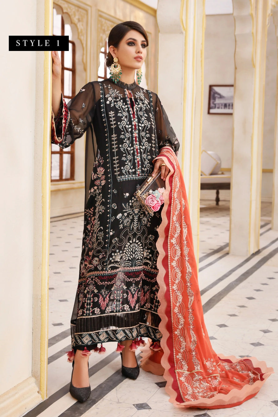 Xenia Formals Preesia Unstitched Chiffon 3Pc Suit D-08 SHAAM