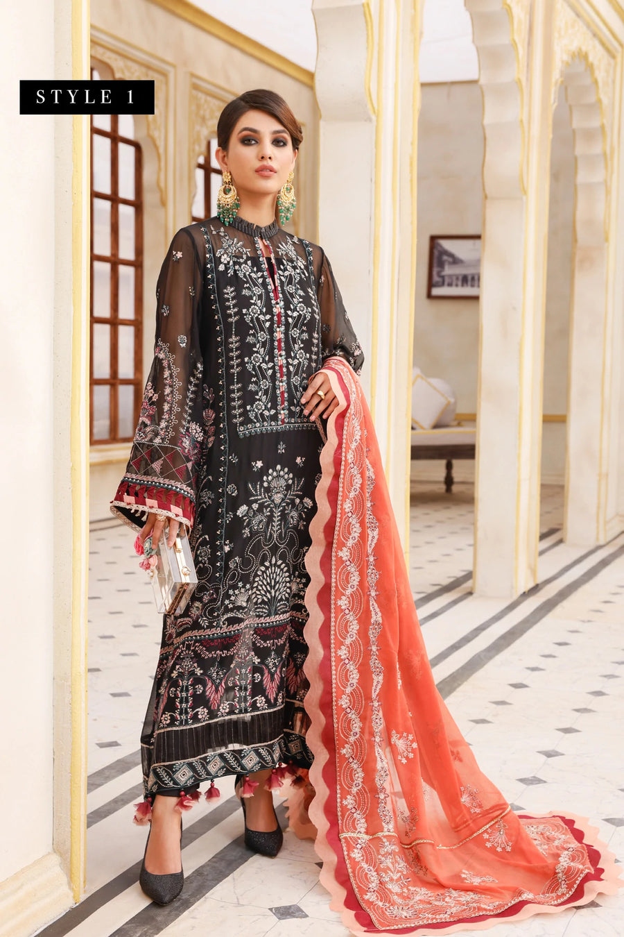 Xenia Formals Preesia Unstitched Chiffon 3Pc Suit D-08 SHAAM